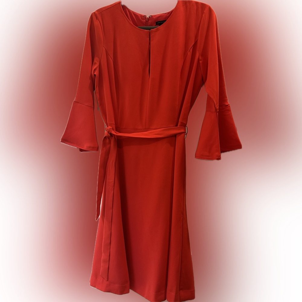 Ann Taylor Vibrant Red Flair Sleeve Dress